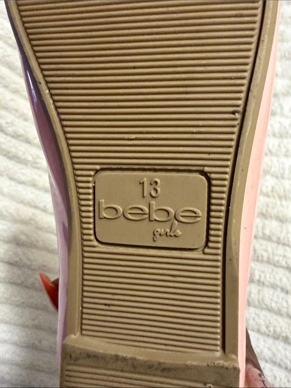 bebe Pink Ankle-Strap Logo Ballet Flats